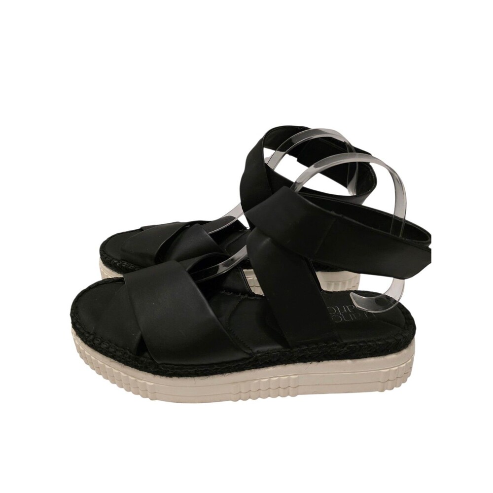 Franco Sarto Sandals Womans 10 Black Benton Platform Strappy Adjustable Neutral